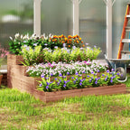 4-Level Raised Garden Bed in Fir Wood with Open Bottom, 113x113x46 cm, Brown