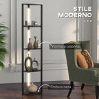 MDF Column Floor Lamp with 4 Shelves and 3000K LED Lighting, 41x29.5x163.5 cm, Black
