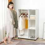 HomCom Wardrobe with Wooden Wheels, white, 80x40x128cm - Borgè