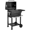 Outsunny Charcoal Barbecue with Thermometer for Patio and Garden, Black