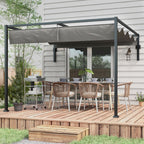 Outsunny Pergola Gazebo 3x4 m with retractable roof and drainage holes, steel and polyester, gray - Borgè