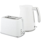 1.7L 2200W Electric Kettle with Thermostat and Double Toaster with 7 Browning Levels, White