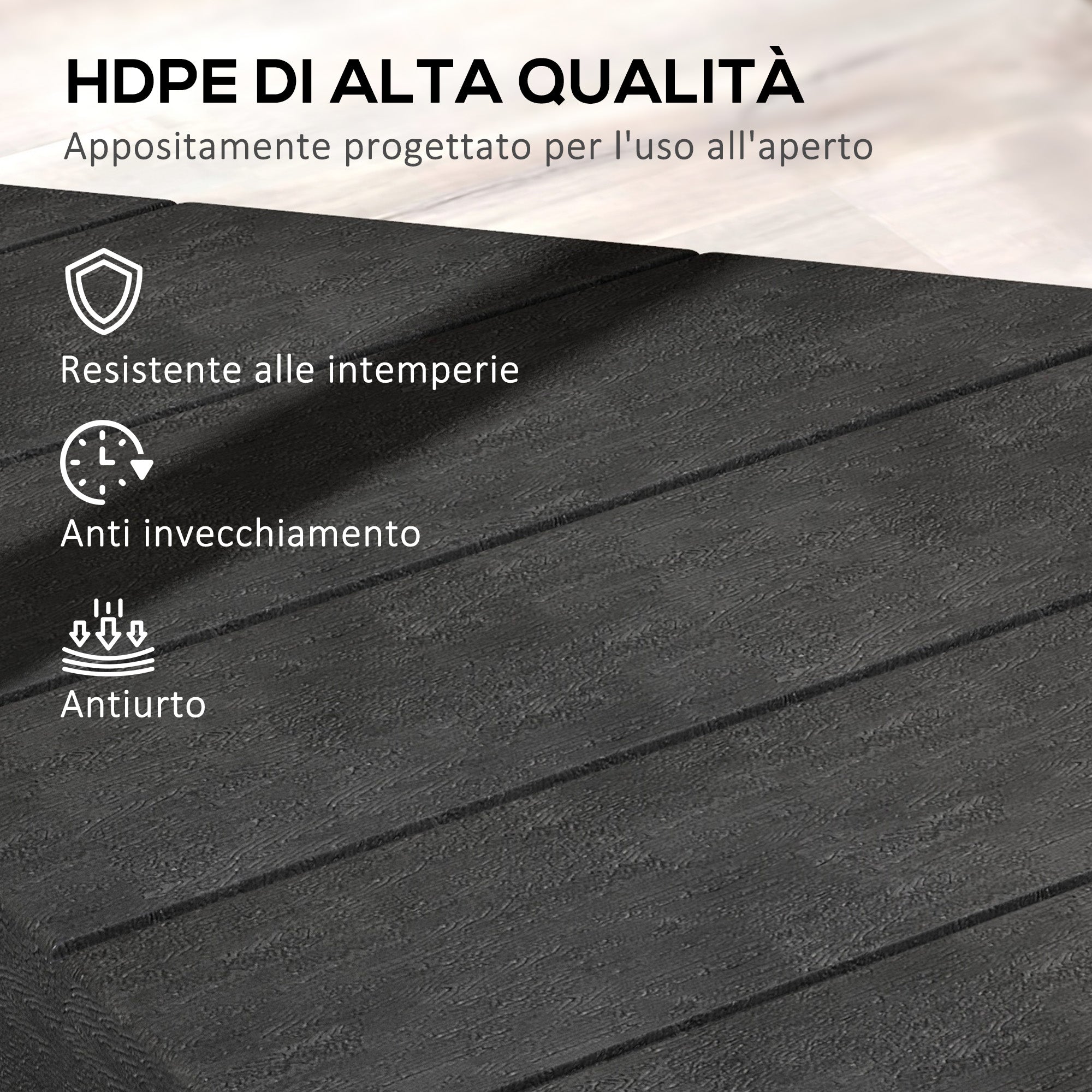 Set of 4 Base Tiles for Arm Umbrella Fillable with Water or Sand up to 80 kg, Black