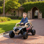 AIYAPLAY Electric Ride-On Toy Car for Kids 3-8 Years Old, 12V, Licensed by KAWASAKI, Dual Motor, Remote Control and Music, Yellow