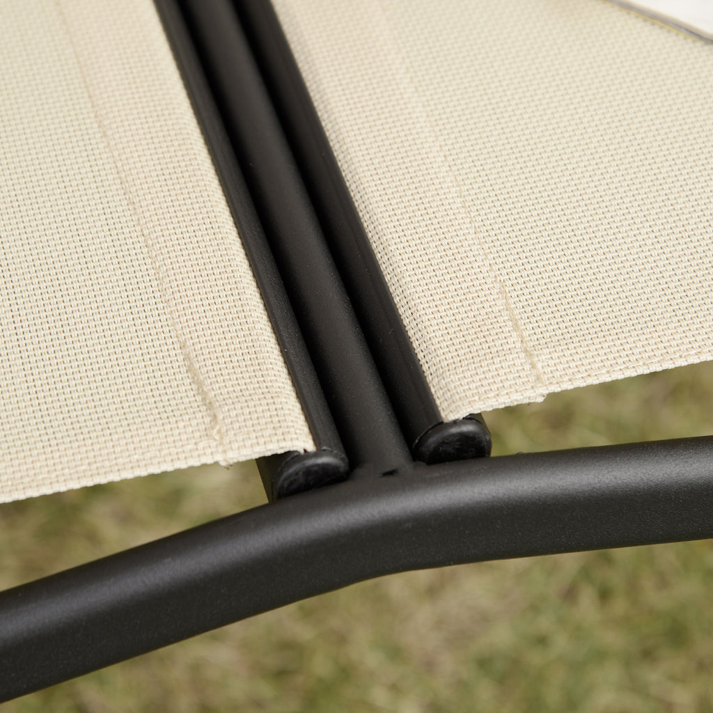 2-Seater Garden Swing with Adjustable Canopy, 140x118x162cm Beige