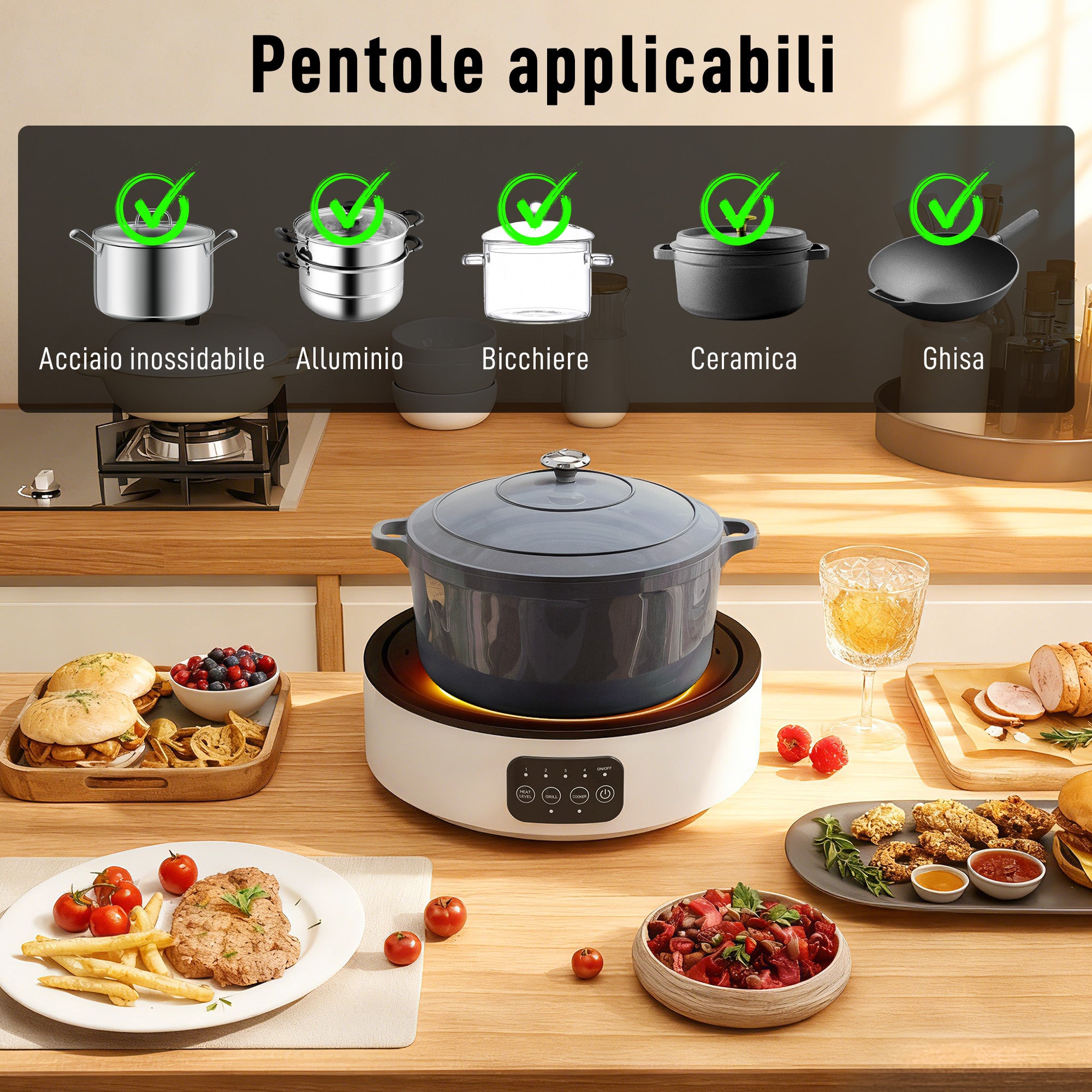 Infrared Electric Hot Plate 2000W Electric Cooker with Ø30cm Grill