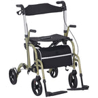 Folding Walker with Footrest and Bag, in Aluminum, PP and Polyester, 59x104x88-101 cm, Yellow and GreenFolding Walker with Footrest and Bag, in Aluminum, PP and Polyester, 59x104x88-101 cm, Yellow and Green