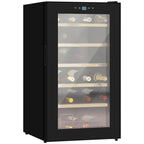 Wine Cooler Refrigerator for 24 Bottles, 65L Capacity, Temperature Control and Removable Shelves, Black