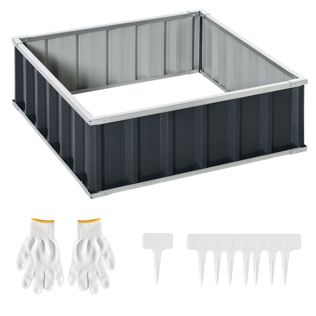 Steel Raised Garden Bed, Open Bottom and Assembly Without Tools, 90x90x30cm - Borgè