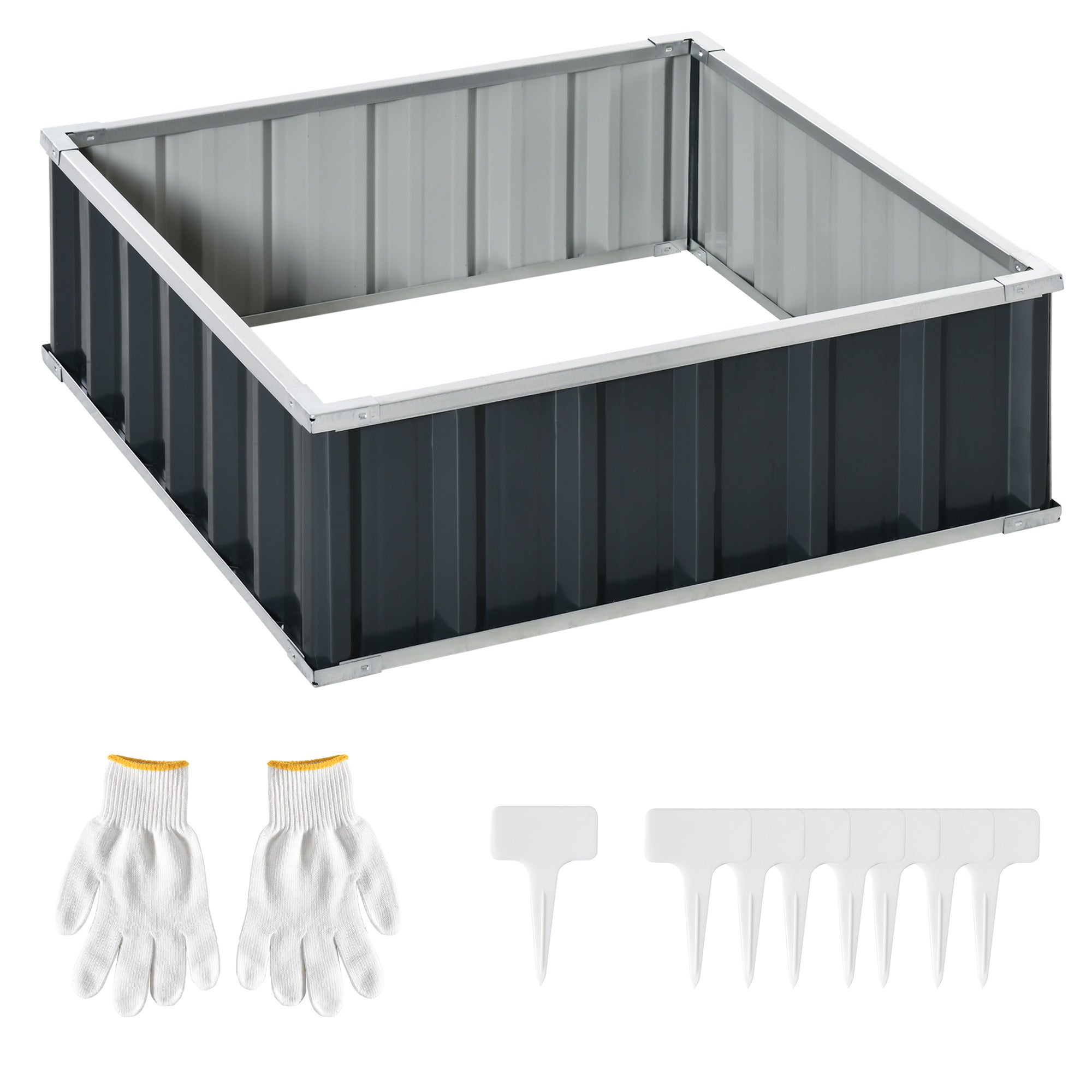 Steel Raised Garden Bed, Open Bottom and Assembly Without Tools, 90x90x30cm - Borgè