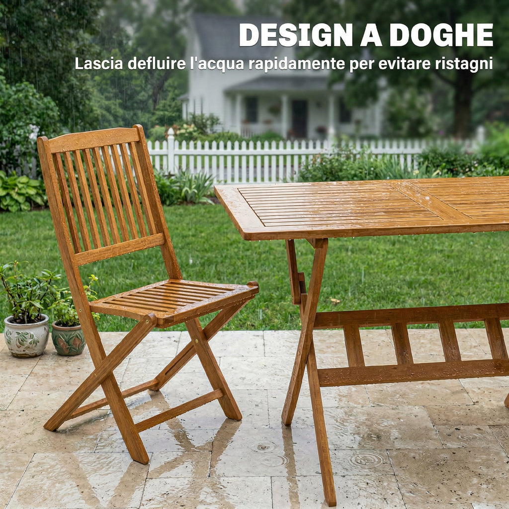 Outsunny 5-Piece Garden Dining Set, Table and 4 Folding Chairs