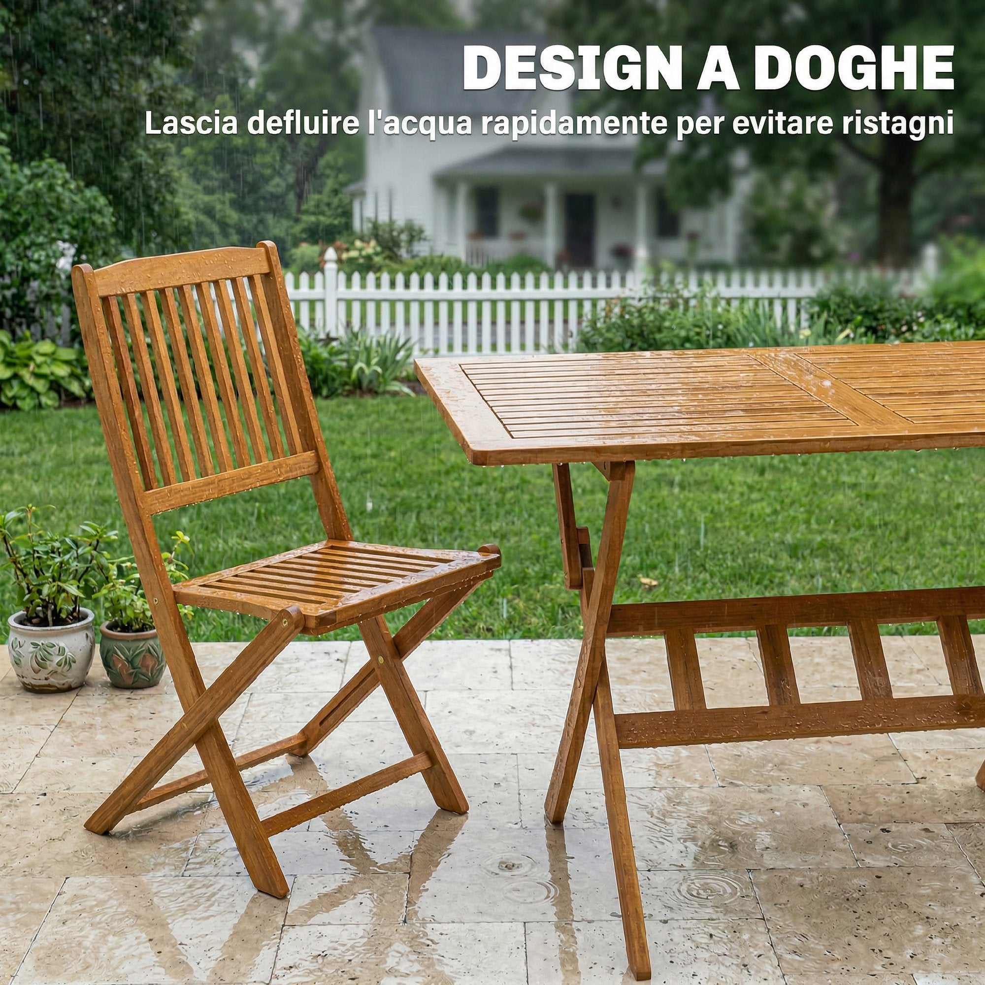 Outsunny 5-Piece Garden Dining Set, Table and 4 Folding Chairs