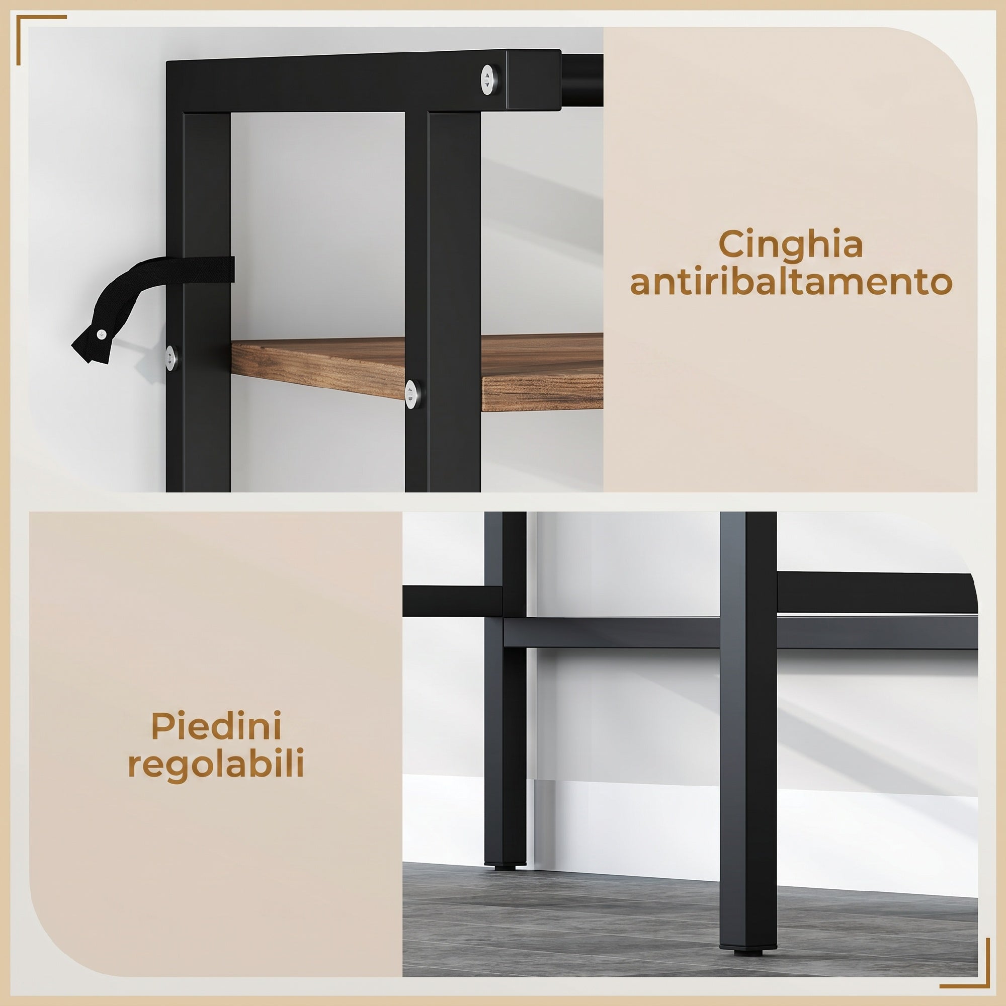 HOMCOM 3-Tier Washing Machine Cabinet with Hanging Rail, Wood and Steel, 67x40x161.8 cm, Brown and Black