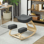 Ergonomic Kneeling Chair in Birch Wood and Cushion, 51x69x58 cm, Grey