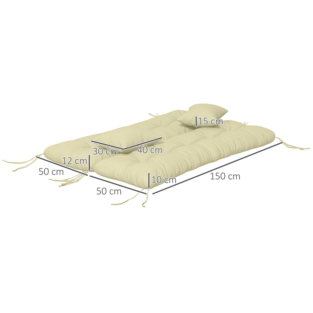 Outsunny Set of 4 Garden Cushions for Backrest and Seat with Padding, in Polyester, Cream