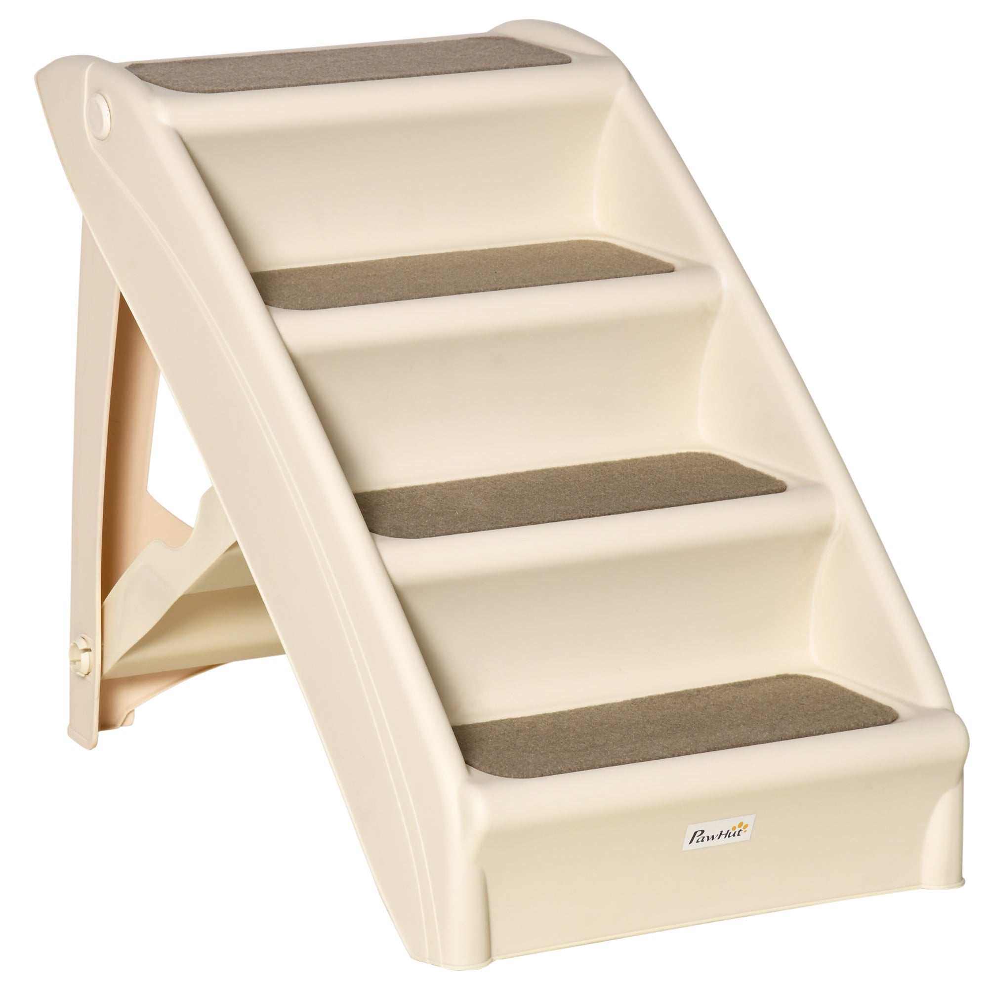 Folding Dog Stairs with 4 Non-Slip Steps for Pets up to 10kg, Beige