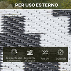 Reversible Geometric Pattern Outdoor Balcony and Terrace Rug, 2.74x1.82 m, Black and White