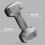SPORTNOW Set of 2 Hexagonal Dumbbells weighing 2x5 kg in Metal and Plastic with Non-Slip Grip, 20x9x9 cm, Black
