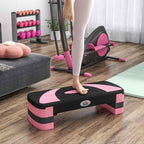 HOMCOM 3-Height Adjustable Aerobic Stepper, Plastic, 80x31x10/15/20 cm, Pink