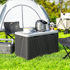 380L Storage Bench in HDPE with 2 Side Handles and Gas Lever, 115x60x60 cm, Black and Gray