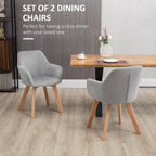 Homcom set 2 chairs for dining room padded velvet with armrests and wooden legs, gray - Borgè