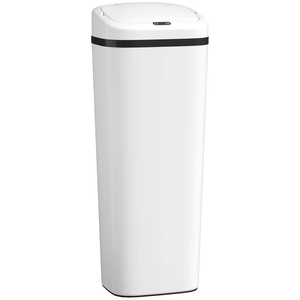 HOMCOM 50L Infrared Sensor Trash Can with 2 Opening Modes, Anti-Fingerprint Surface, White