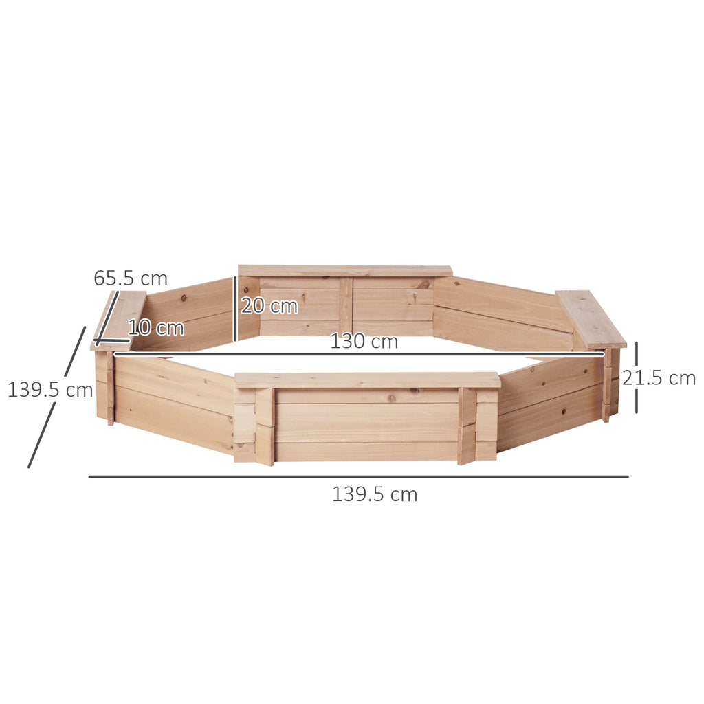 Children's Sandpit with Seats and Cover, Ages 3-8 Years, 139.5x139.5x21.5cm, Wood Color