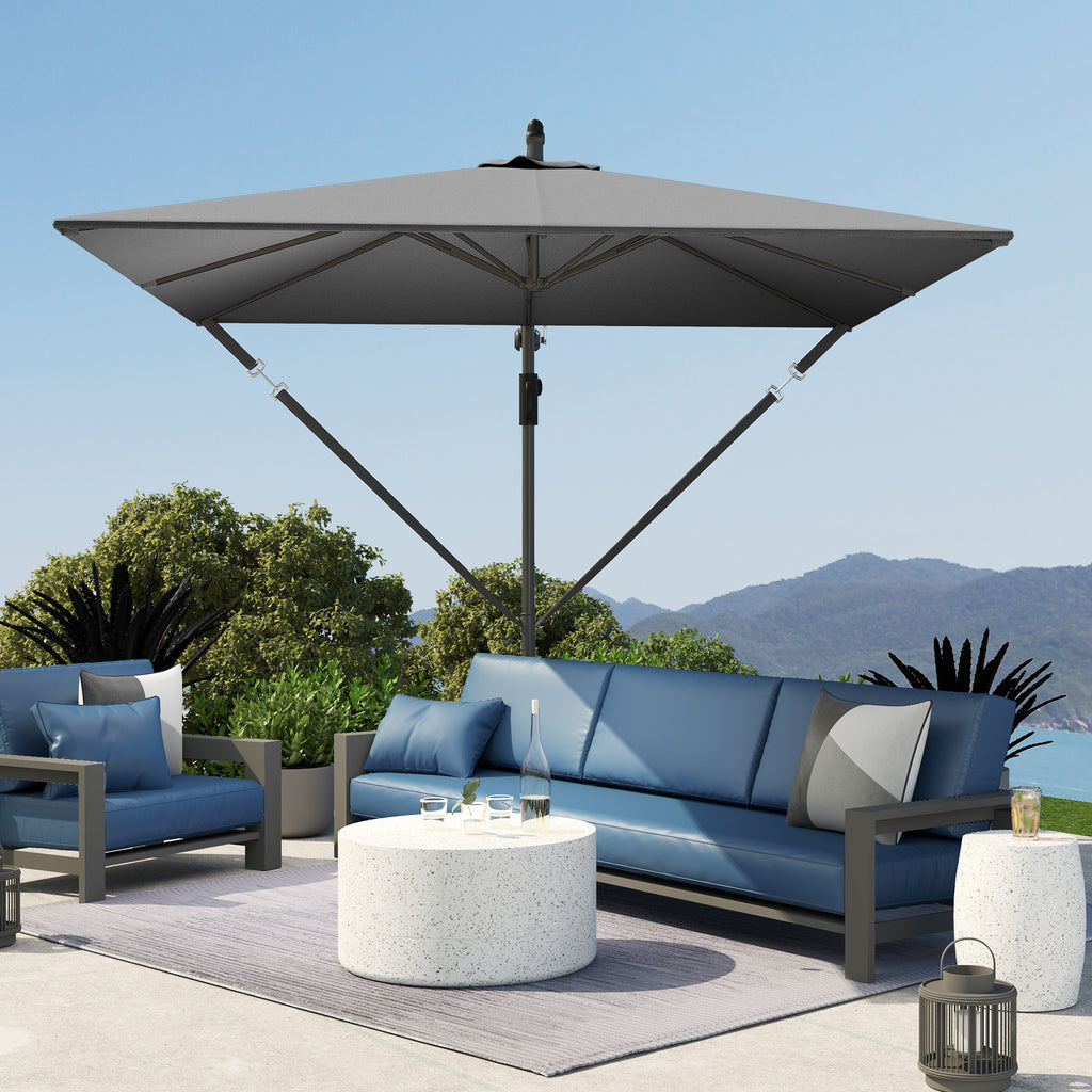 Cantilever Garden Umbrella 3x2.5 m with Crank, Tiltable and Swivel with Cover, Gray