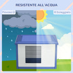 PawHut Outdoor Dog Kennel for Small Dogs in PE with Entrance and 2 Side Air Vents, 60x42x40 cm, Blue and White