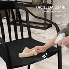 Set of 4 Stackable Garden Chairs in PP with High Backrest and Armrests, 57x54x78 cm, Black