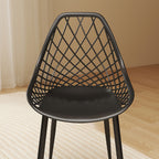 Set of 4 Modern Dining Chairs with Perforated Backrest in Plastic and Metal Legs, Black