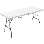 Folding Garden Table with Handle, Steel and Plastic, 180x74x74 cm, White