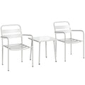 Outsunny 3-piece bistro set: glass table and 2 chairs, white outdoor furniture.