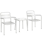 Outsunny 3-piece bistro set: glass table and 2 chairs, white outdoor furniture.