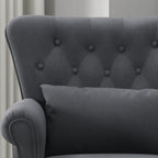 Homcom Vintage Living Room Armchair In Fabric With Lumbar Cushion and Padding, Dark Gray - Borgè
