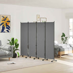 Outsunny 4-Panel Folding Indoor and Outdoor Screen with Wheels, 221 x 50 x 172 cm, Dark Grey
