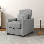 Single Reclining Armchair Bed on 3 Levels with Extra Cushion, 69x82x85cm, Light Grey