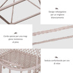 Hammock Swing Chair in Wood and Cotton Rope, Beige, 80x140 cm