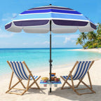 Outsunny Beach Umbrella with Table and Cup Holder, Metal and Polyester, Ø198x214 cm, Multicolored