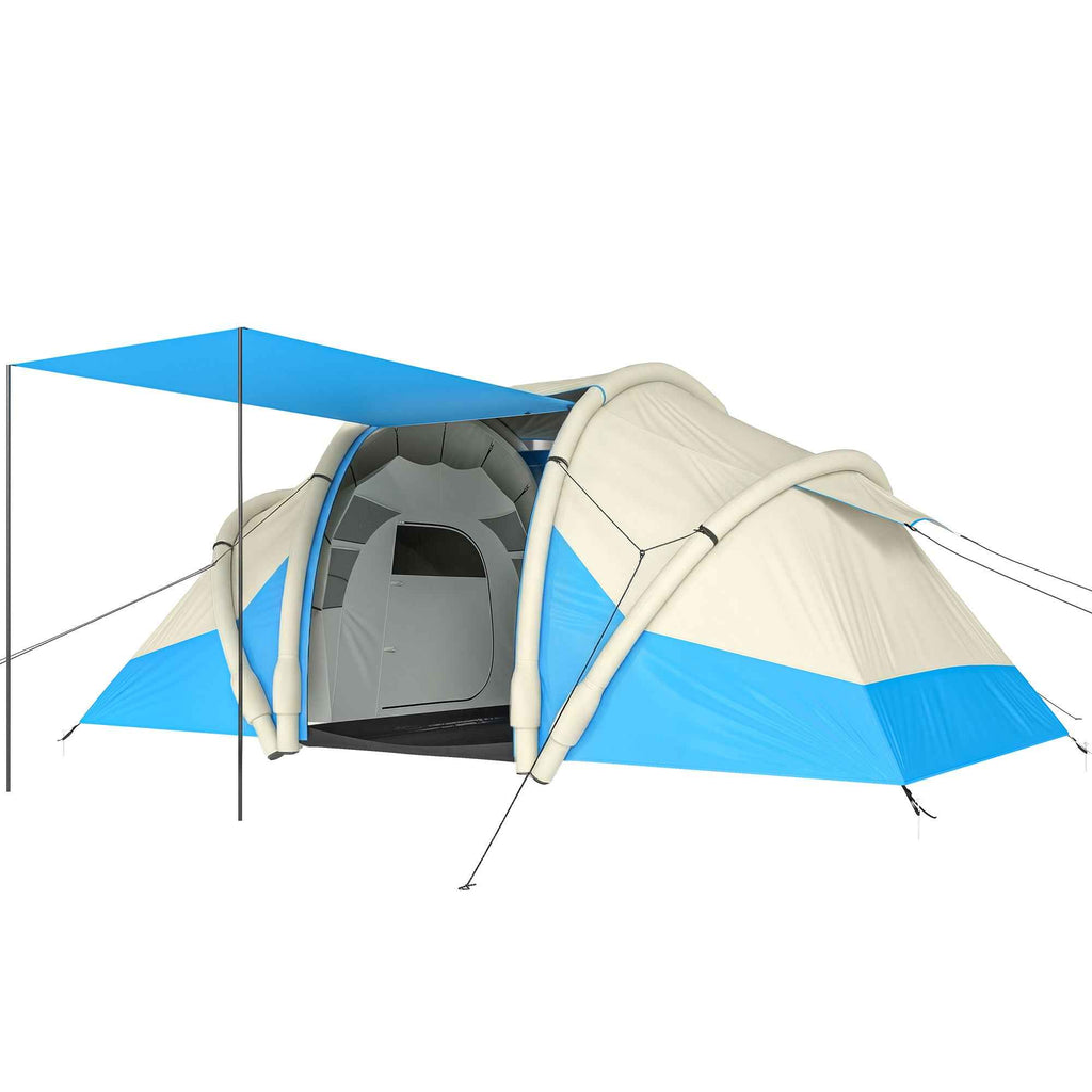 Outsunny Inflatable Tent, Easy to Set Up, 4 Person, 2 Bedroom, Blue