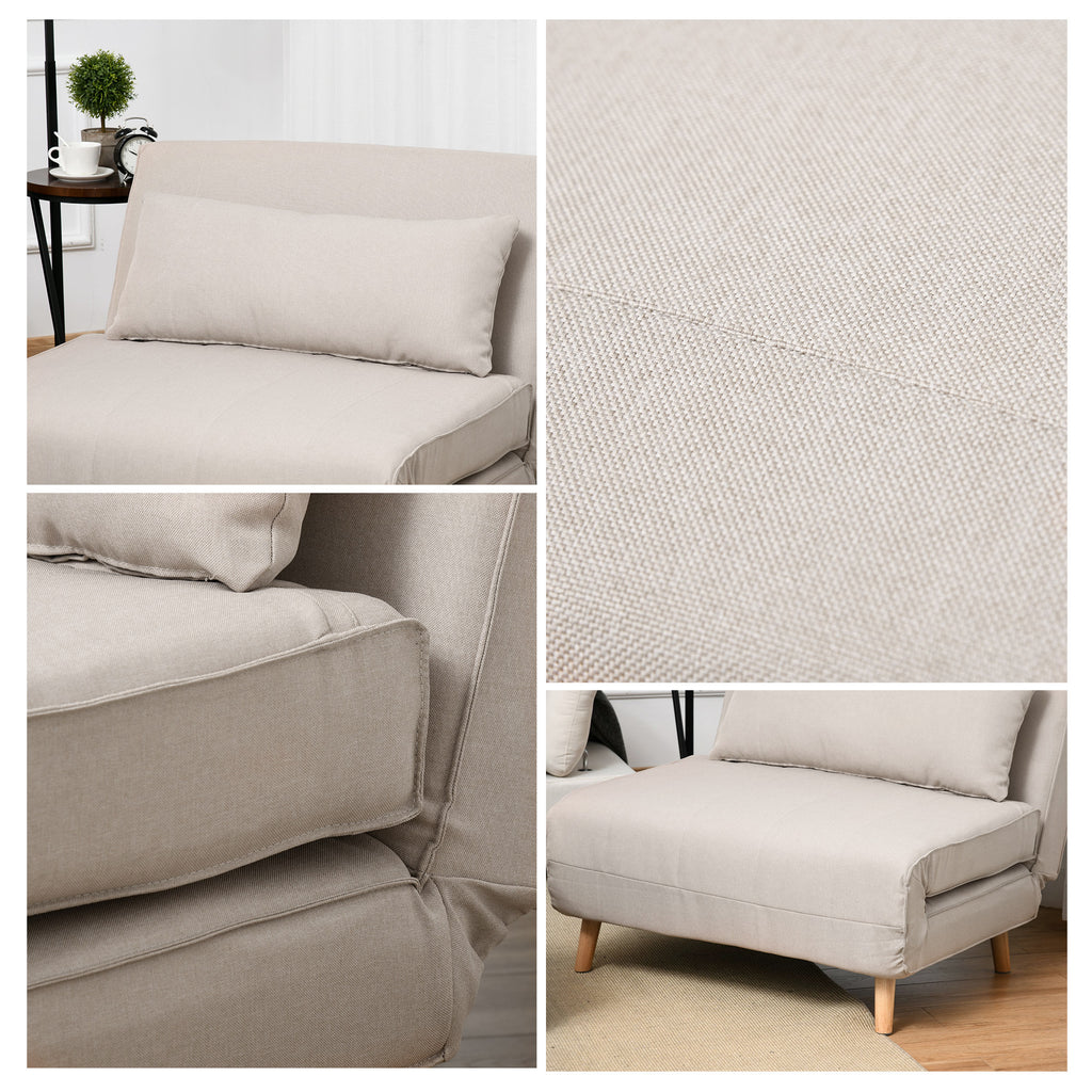 3 in 1 Sofa Bed with 6-Position Reclining Backrest, 94x78x80 cm, Beige