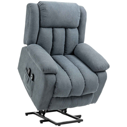 HOMCOM 135° Electric Lift Reclining Chair in Linen Effect Fabric with Footrest, Grey
