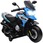 AIYAPLAY Electric Motorcycle for Children with Wheels, Mirrors and Footrest, Made of PP and Metal, 85.5x44.5x56 cm, Blue
