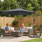 Outsunny Cantilever Umbrella with Cross Base, Metal and Polyester, 302x295x242 cm, Dark Grey