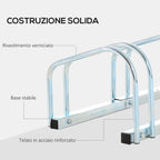 Steel Bike Rack, 4-Bike Parking Stand, 110x33x27 cm, Silver