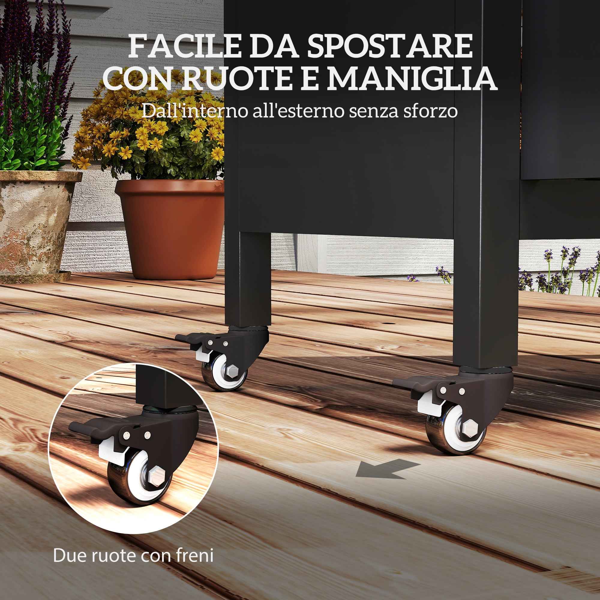 Outsunny Stainless Steel Barbecue Cart with Cabinet, Open Shelf and Side Table, 116x50x93 cm, Black