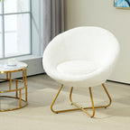Faux Fur Bedroom Chair with Metal Legs, 75x66x79 cm, White