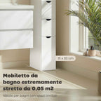 HOMCOM Bathroom Column Cabinet with Shelves and Drawers, Wooden, 15x33x136.8 cm, White
