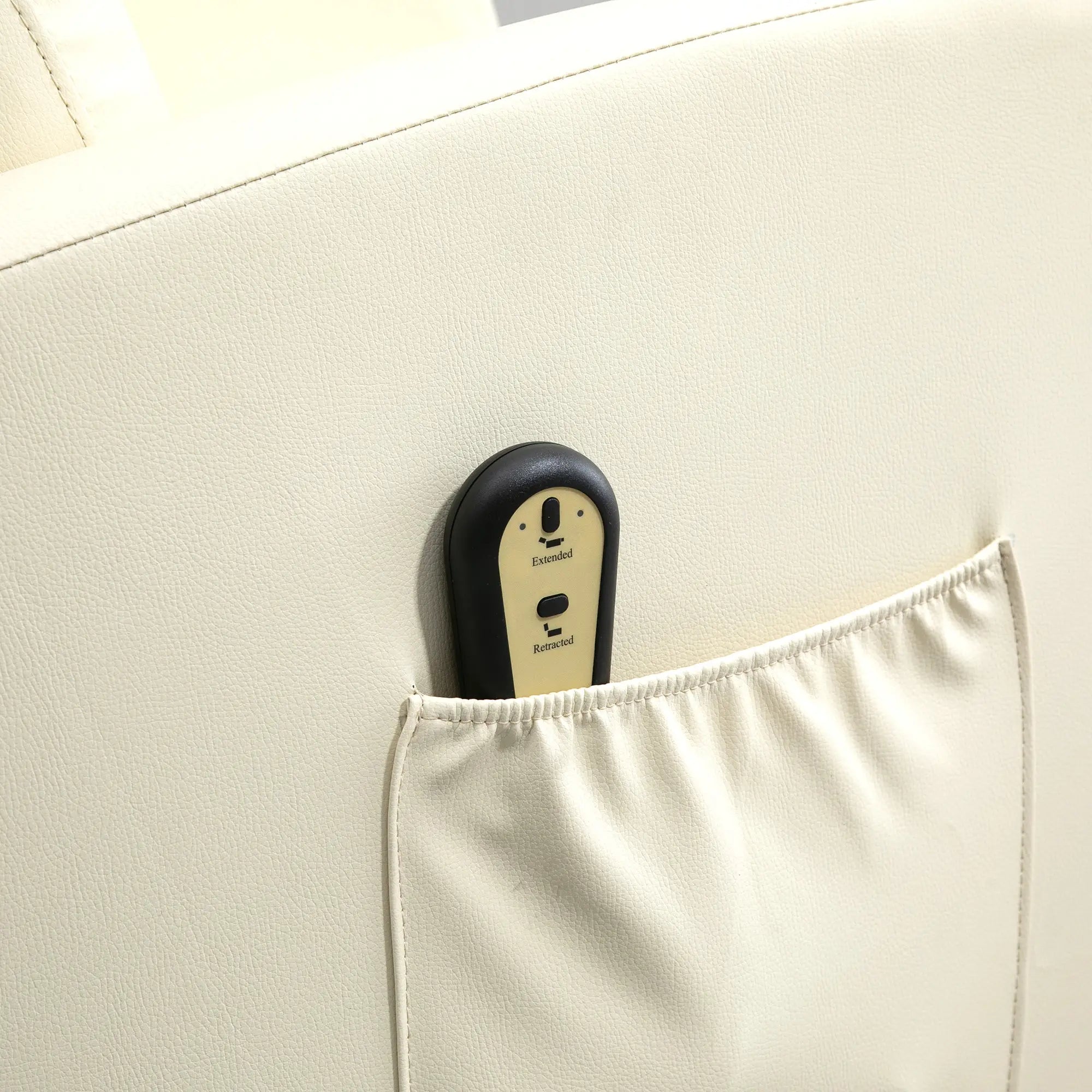 Lift Chair with Remote Control and 145° Reclining Backrest, Cream Faux Leather