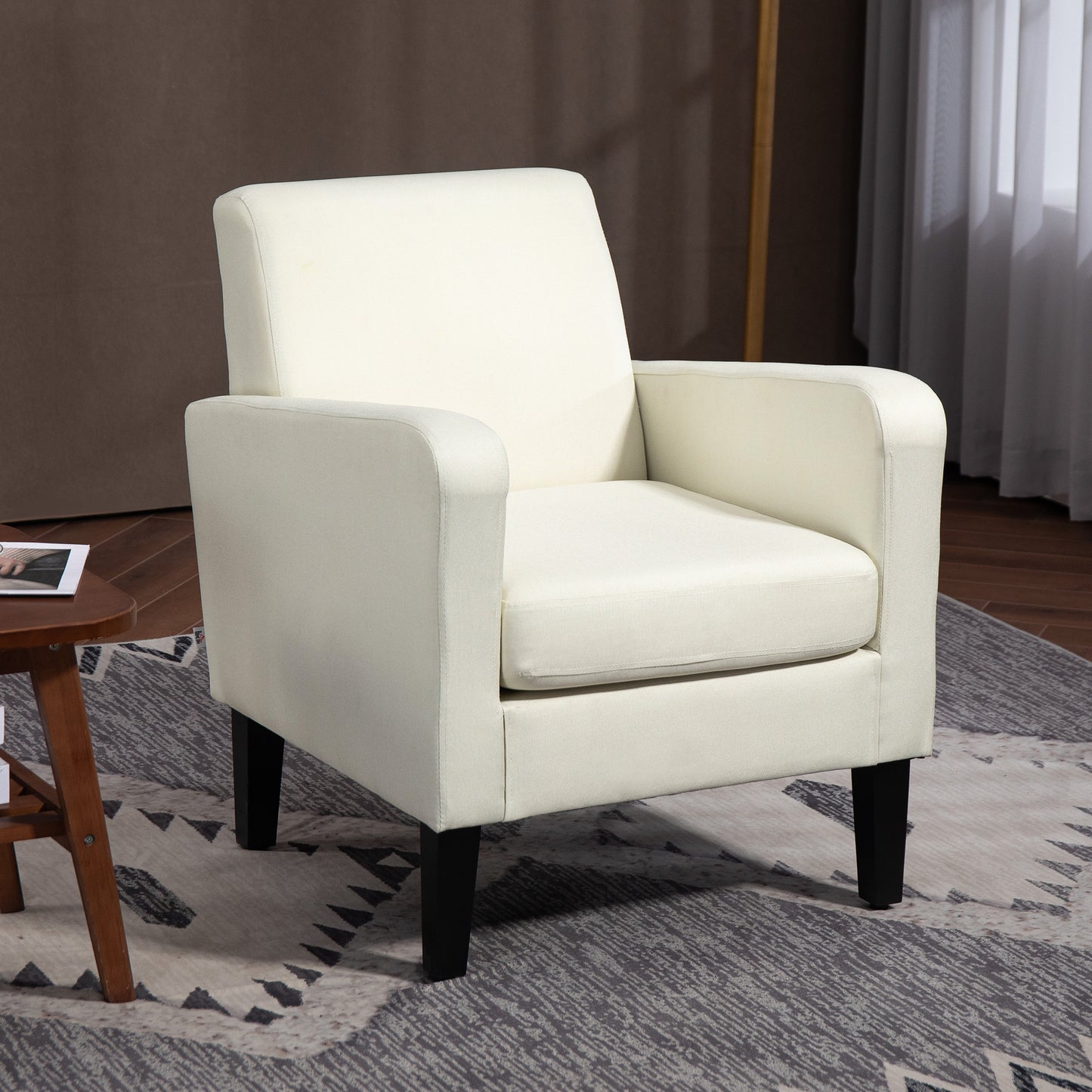 Modern Fabric Bedroom Armchair with Armrests, 66x72x74 cm, Cream